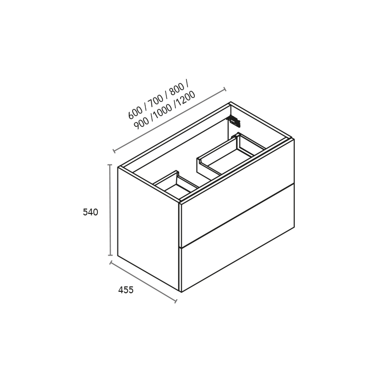Meuble sous-vasque Modular 2 tiroirs pour plan vasque centré