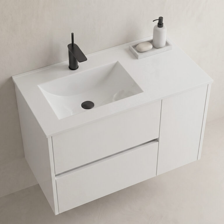 Berlin ceramic countertop – Offset basin