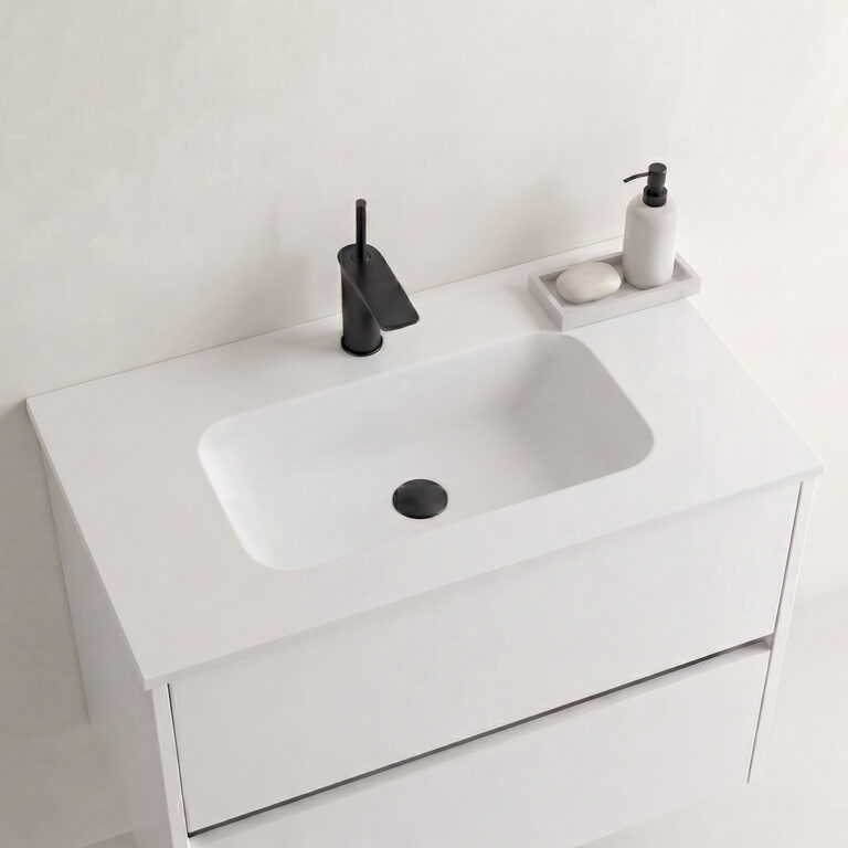 Encimera Solid Bath con lavabo centrado sin faldón